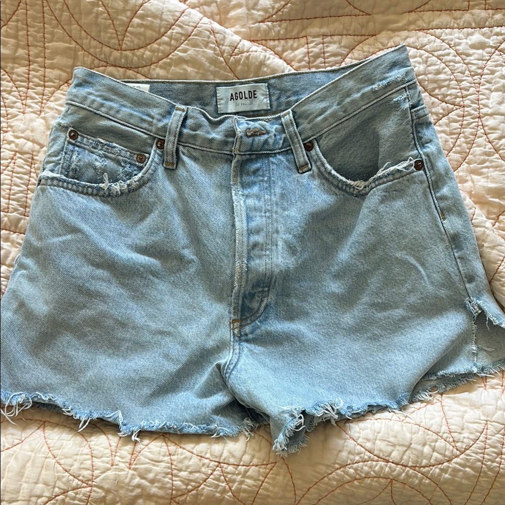 Agolde Dee shorts in jinx Blue Jean Shorts High-Waisted Frayed Hem